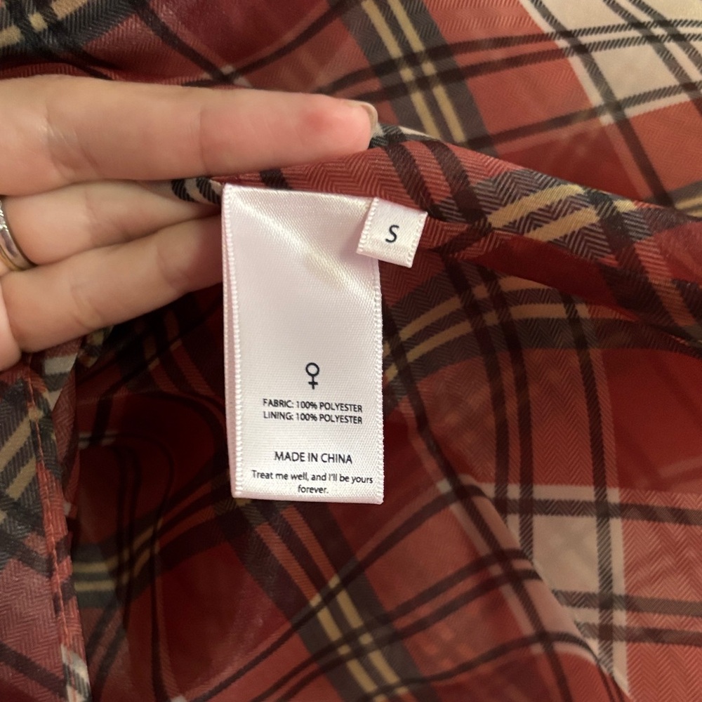 Selkie Red Tartan Puff Sleeve Babydoll dress - Picture 5 of 6